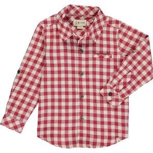 NEW ME & HENRY men's plaid woven shirt in atwood red/white